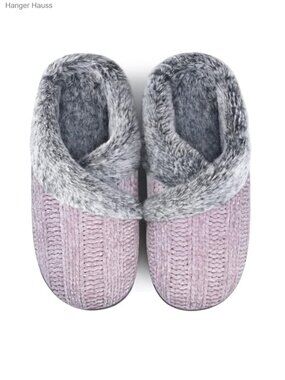 Fuzzy Chenille Knit Memory Foam Slippers